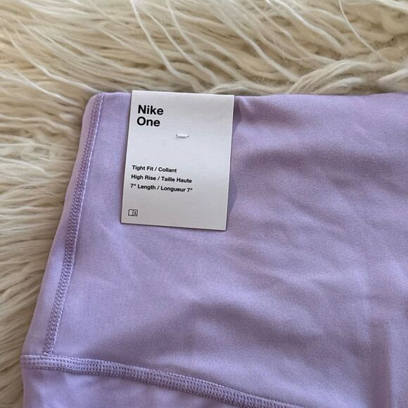 Nike Dri-FIT One High-Waisted 7" Biker Short Lilac Size XS - Picture 7 of 11